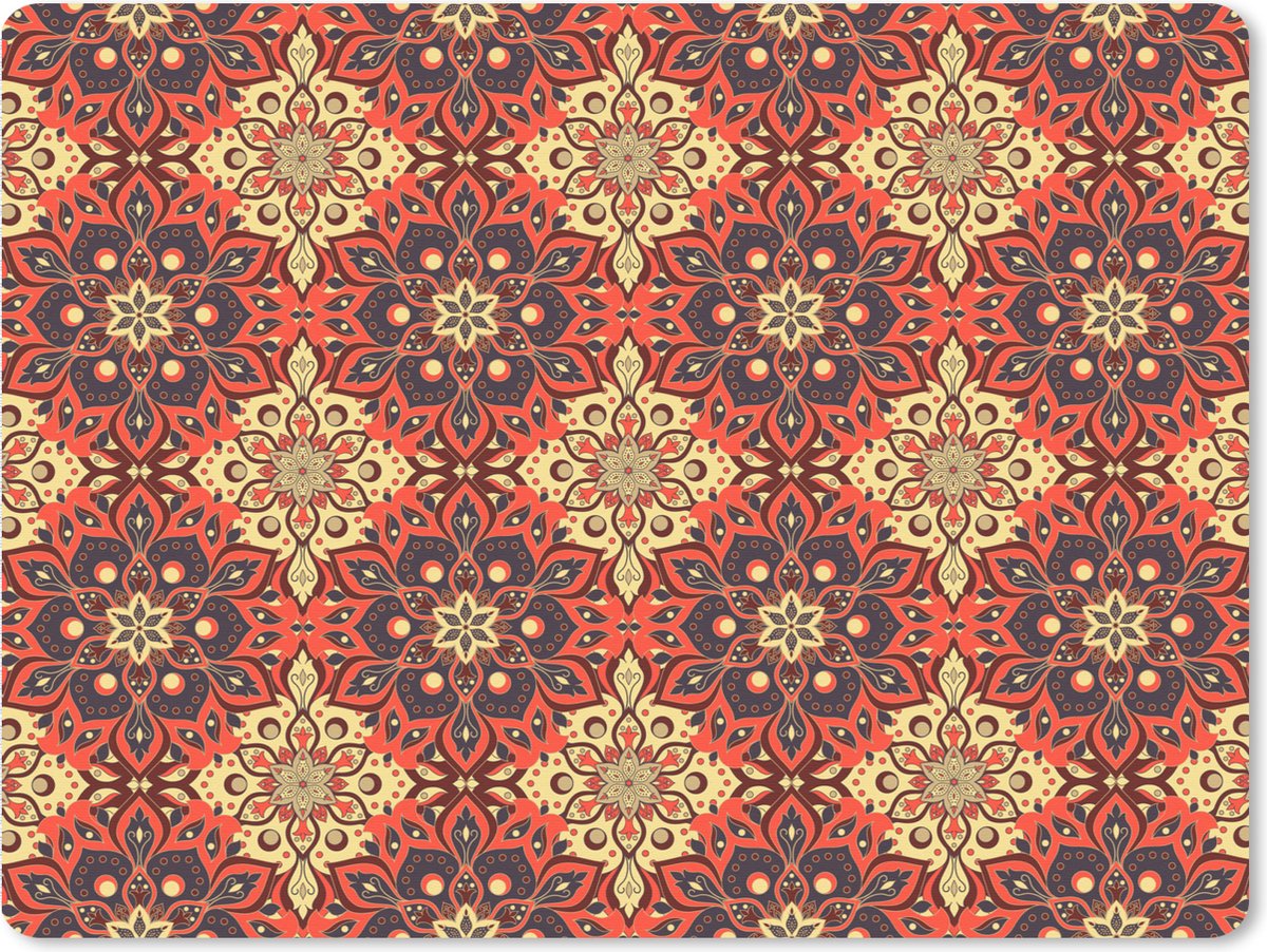 Muismat XXL 80x60 cm - Bureau onderlegger - Bureau mat Mandala - Bloemen - Boho - Patronen - Bureaumat - Gaming mousepad xl - Bureaulegger groot - Computer deskmat