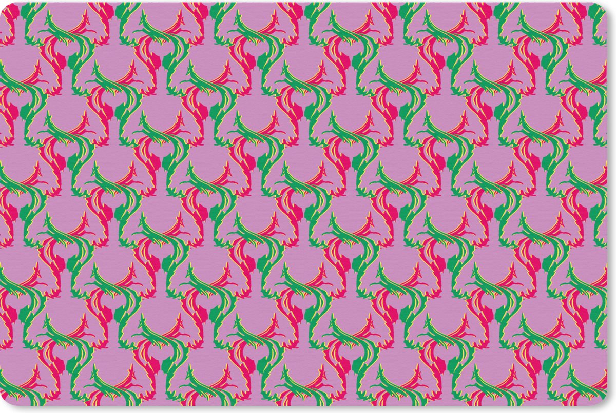 Muismat XXL 120x80 cm - Bureau onderlegger - Bureau mat Hert - Patroon - Paars - Bureaumat - Gaming mousepad xl - Bureaulegger groot - Computer deskmat