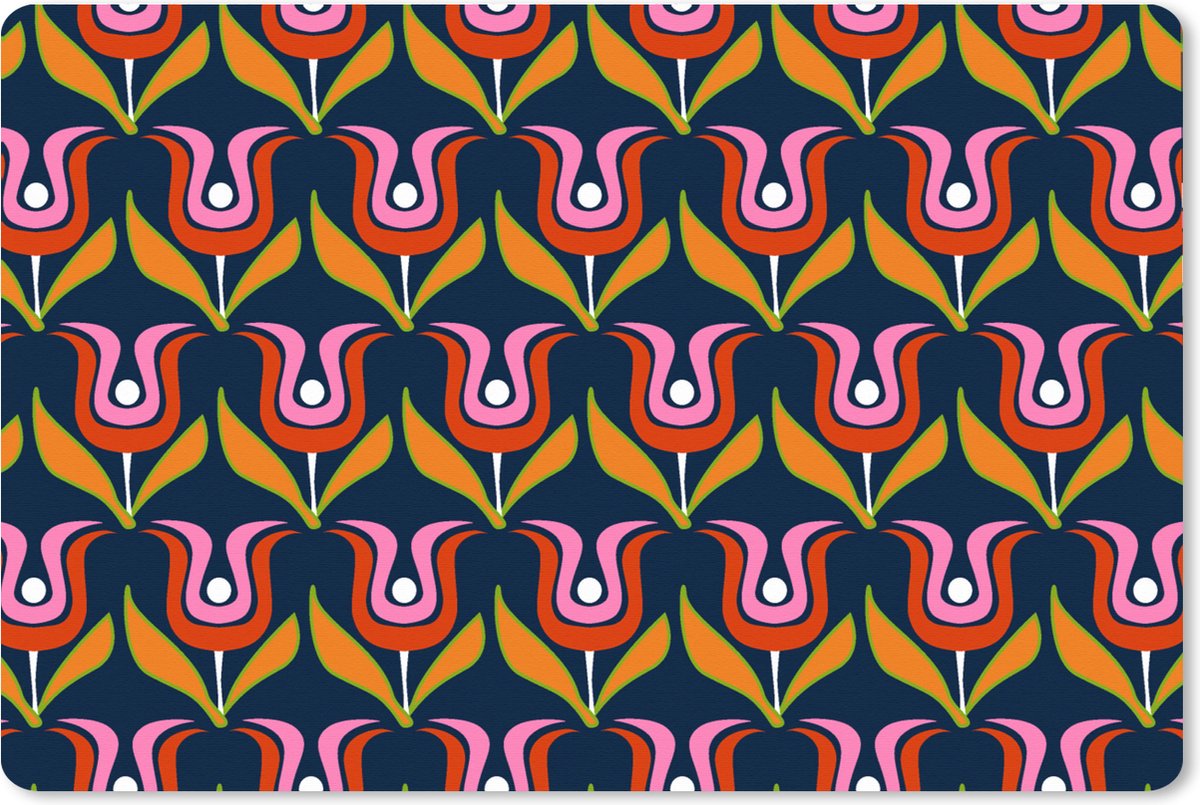 Muismat XXL 120x80 cm - Bureau onderlegger - Bureau mat Retro - Tulp - Abstract - Design - Bureaumat - Gaming mousepad xl - Bureaulegger groot - Computer deskmat