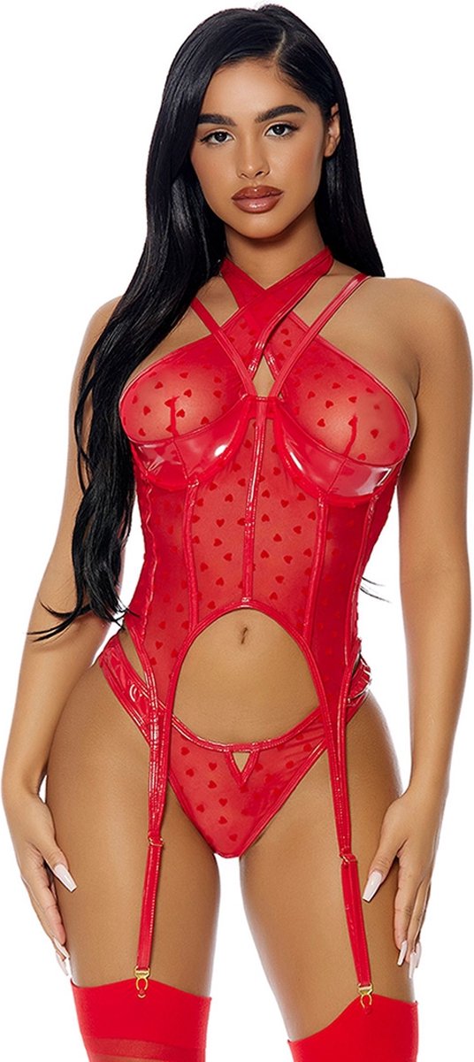 Goedkoopste Forplay Steal Your Heart - Lingerie Set red S