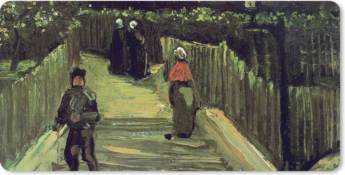 Muismat XXL 80x40 cm - Bureau onderlegger - Bureau mat Hellend pad in Montmartre - Vincent van Gogh - Bureaumat - Gaming mousepad xl - Bureaulegger groot - Computer deskmat
