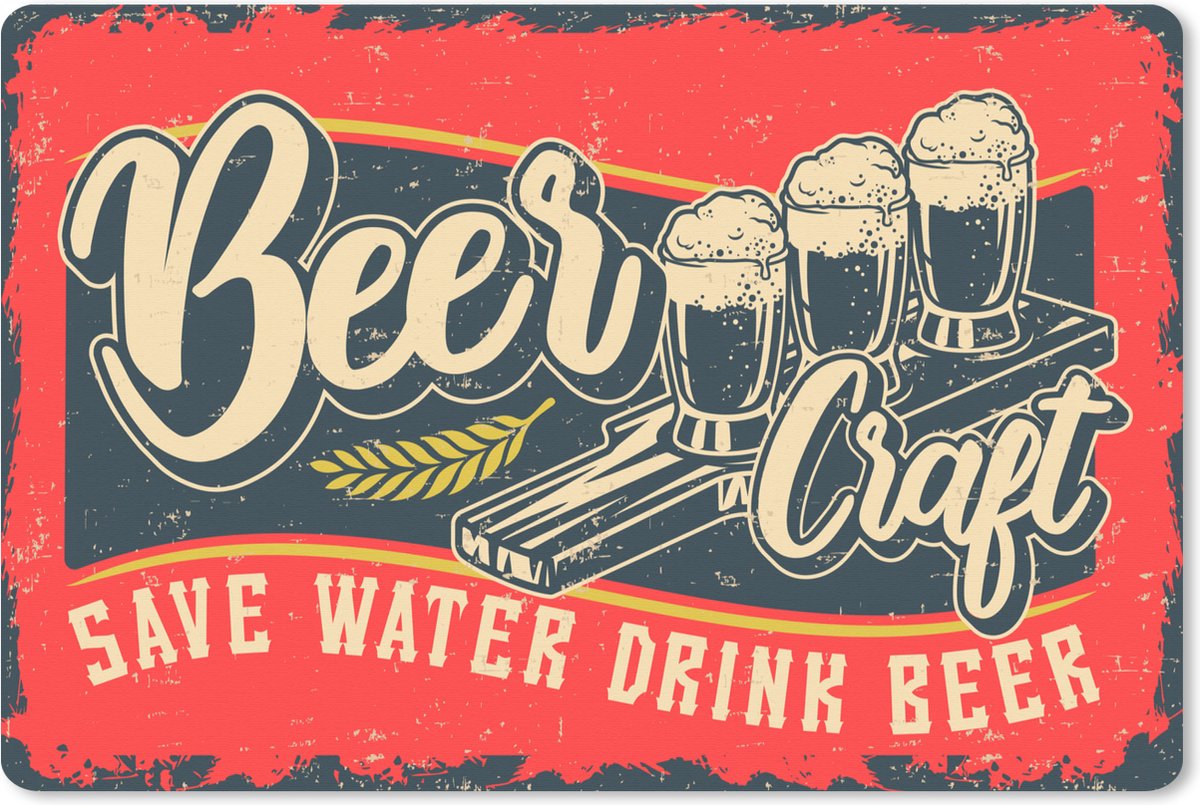Muismat XXL 120x80 cm - Bureau onderlegger - Bureau mat Mancave - Bier - Glazen - Vintage - Bureaumat - Gaming mousepad xl - Bureaulegger groot - Computer deskmat