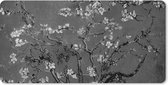Muismat XXL - Bureau onderlegger - Bureau mat - Amandelbloesem - Van Gogh - Zwart Wit - 120x60 cm - XXL muismat