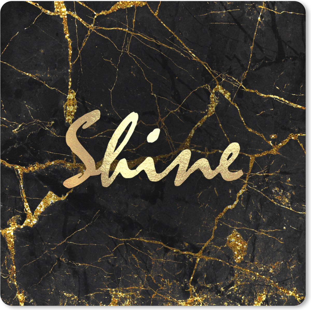 Muismat XXL 40x40 cm - Bureau onderlegger - Bureau mat Quote - Shine - Goud - Marmer print - Bureaumat - Gaming mousepad xl - Bureaulegger groot - Computer deskmat