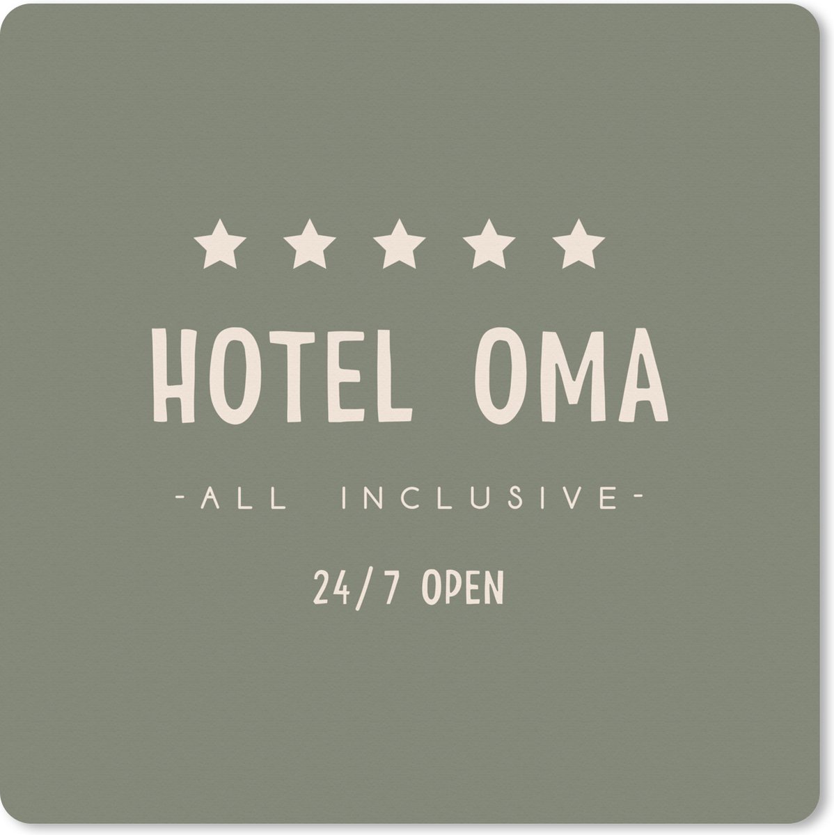 Muismat XXL 40x40 cm - Bureau onderlegger - Bureau mat Spreuken - Hotel oma all inclusive 24/7 open - Quotes - Oma - Bureaumat - Gaming mousepad xl - Bureaulegger groot - Computer deskmat