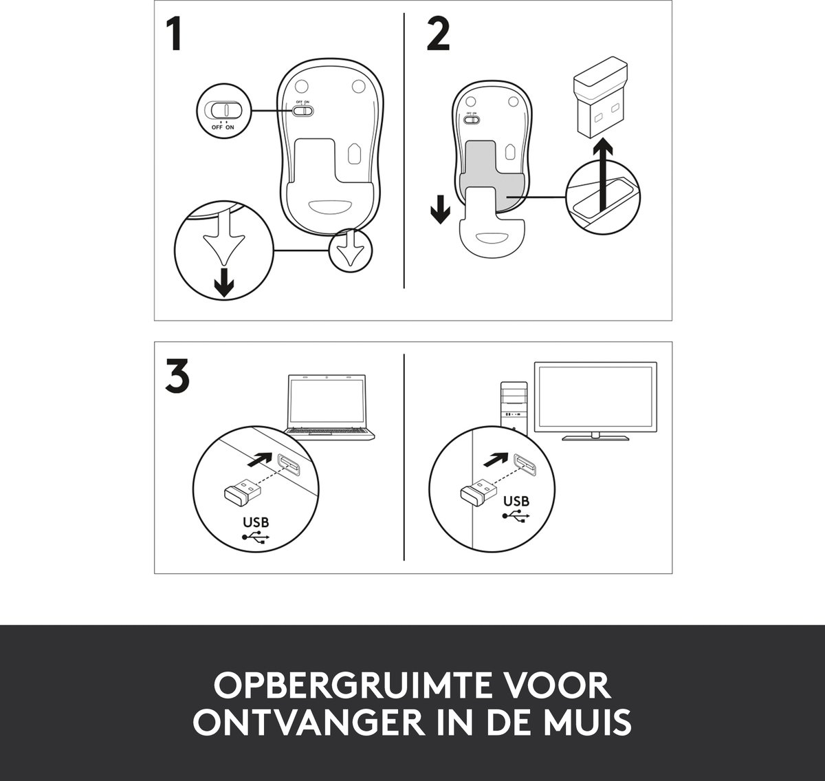 Logitech M185 - Draadloze Muis - Zilver/ Zwart