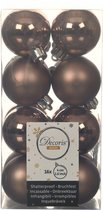 16x boules de Noël en plastique marron noyer 4 cm - Mat/brillant - Boules de Noël en plastique incassables