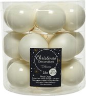 Decoris Kerstballen - 18 stuks - glas - wol wit - 4 cm