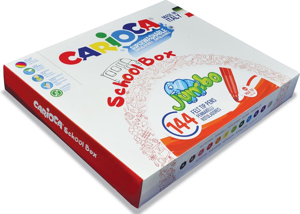 Carioca viltstiften Jumbo, doos met 144 stiften (classpack) 4 stuks