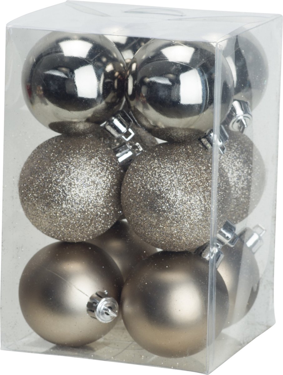 Cosy & Trendy Kerstballen set 36 stuks - 6 en 8 cm - mat - glans - glitter - champagne – foto 4