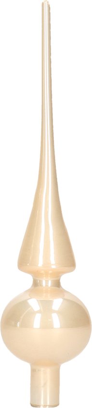 Licht parel/champagne glazen piek glans 26 cm - Licht parel/champagne kerstboom versieringen