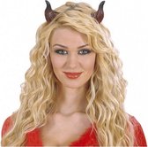 8x stuks duivelshoorns met elastiek rood/zwart - verkleed accessoires voor Halloween