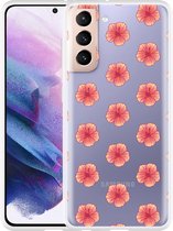 Hoesje Geschikt voor Samsung Galaxy S21 Hawaiiaanse Bloemen
