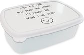 Broodtrommel Wit - Lunchbox - Brooddoos - Spreuken - Quotes - Use me well and keep me clean I'll never tell what I've seen - Smiley - 18x12x6 cm - Volwassenen