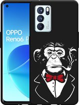 Oppo Reno6 Pro 5G Hoesje Zwart Chimp Smoking - Designed by Cazy