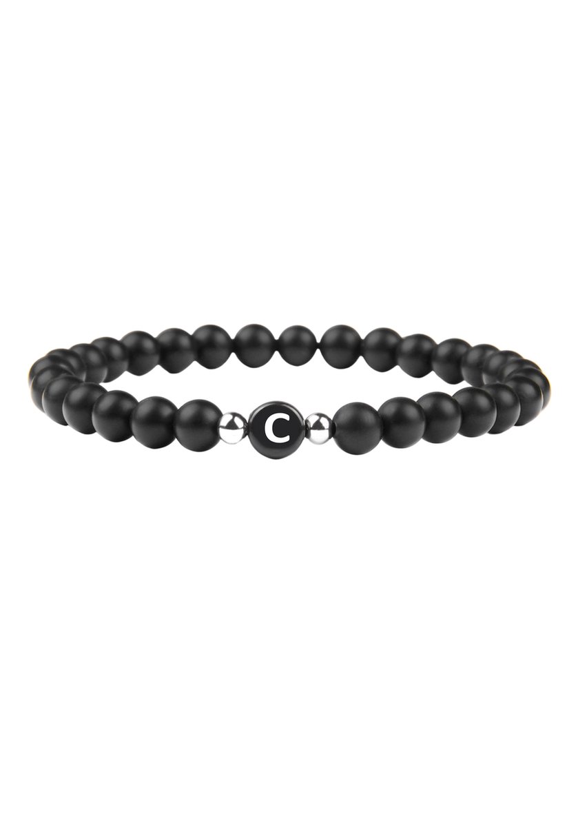 good.designs Parelarmband van agaatstenen met de letter C