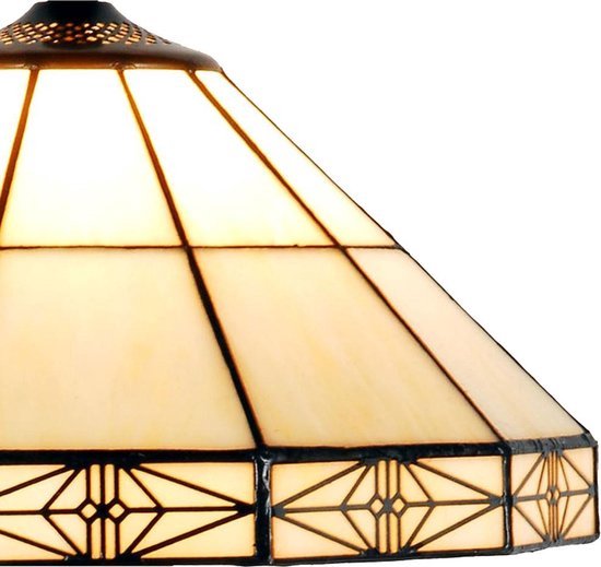 LumiLamp Lampenkap Tiffany  Ø 32*16 cm - Beige Glas in lood