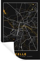 Muurstickers - Sticker Folie - Duitsland – Black and Gold – Celle – Stadskaart – Kaart – Plattegrond - 60x90 cm - Plakfolie - Muurstickers Kinderkamer - Zelfklevend Behang - Zelfklevend behangpapier - Stickerfolie