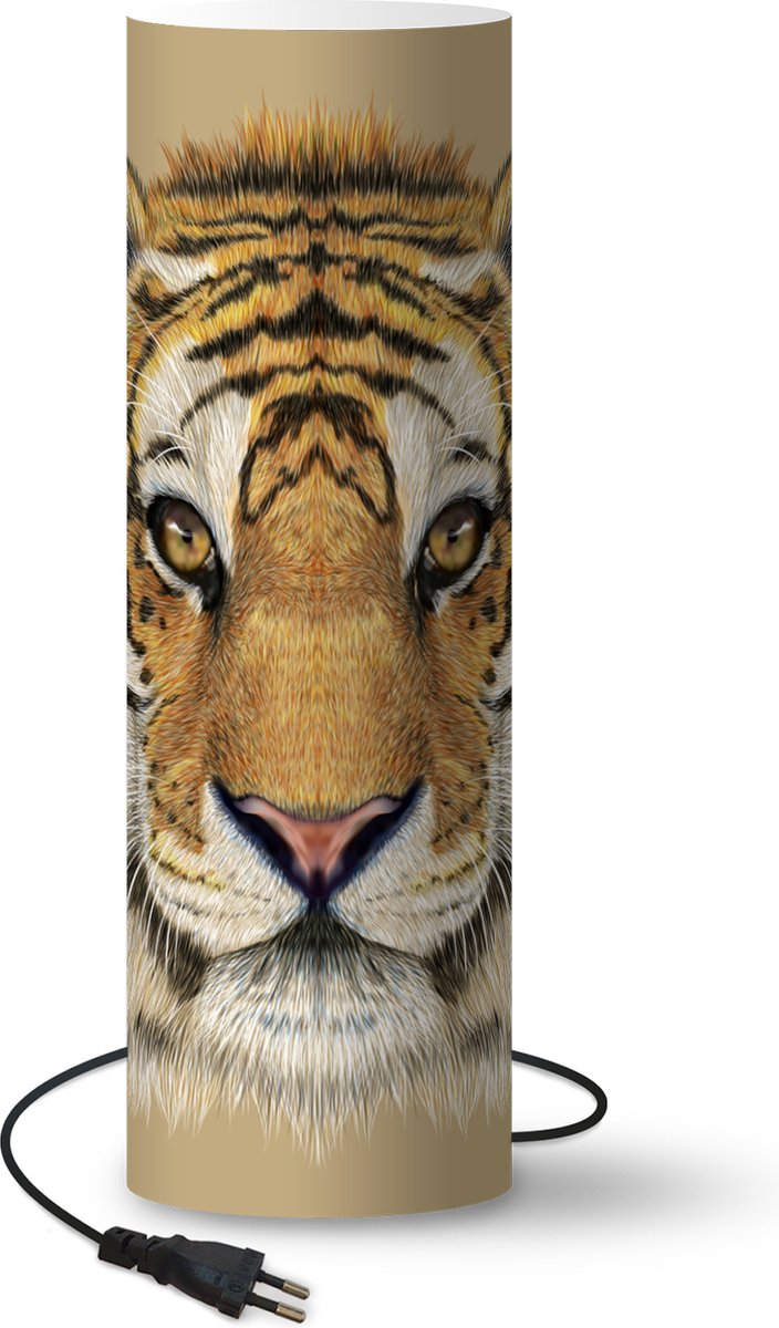 Lamp - Nachtlampje - Tafellamp slaapkamer - Tijger - Welp - Dieren - 70 cm hoog - Ø22.3 cm - Inclusief LED lamp