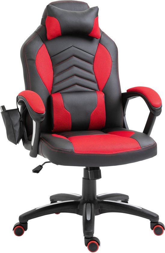 HOMCOM Chaise de bureau chaise pivotante chaise de sport chaise de massage chaise de direction massage avec fonction de chaleur 921-019RD