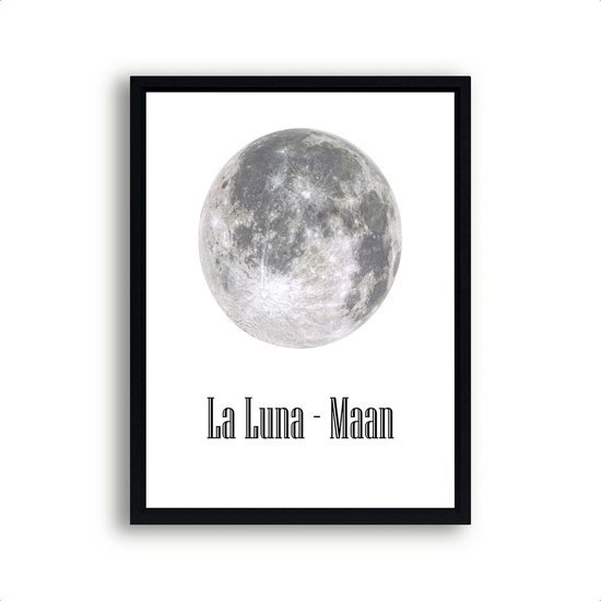 Poster Maan  La Luna Wit - Muurdecoratie Slaapkamer - 50x40cm - Postercity