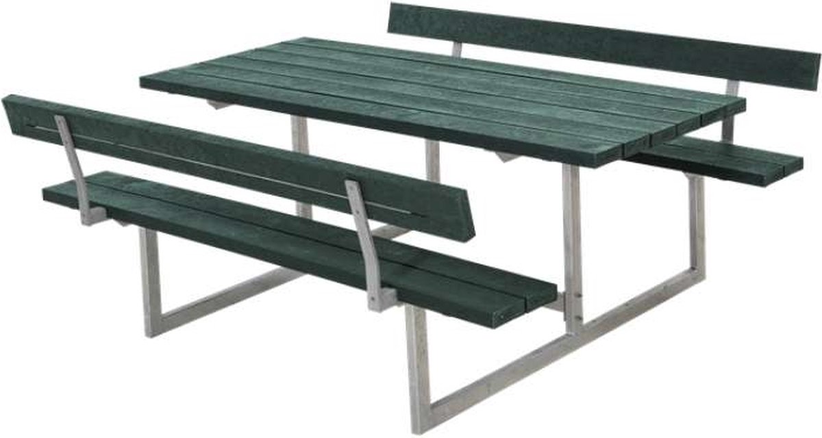 Picknickset gerecycled kunststof - Basic groen 2 rugleuningen 184 x 177 x 75 cm