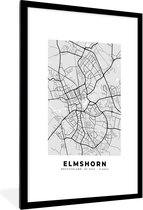 Fotolijst incl. Poster - Duitsland - Stadskaart - Plattegrond - Elmshorn - Kaart - 60x90 cm - Posterlijst