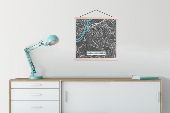 Porte-affiche avec affiche - Affiche scolaire - Plan de la ville - France - Carte - Rueil-Mamaison - Carte - 60x60 cm - Lattes vierges