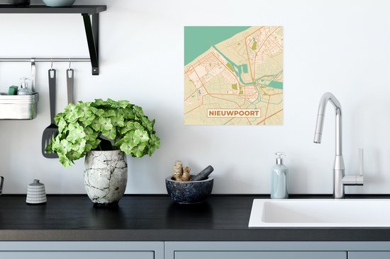 Poster Map - Plan d'étage - Plan de la ville - Vintage - Nieuwpoort - 30x30 cm
