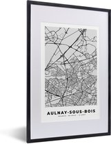 Fotolijst incl. Poster - Kaart - Stadskaart - Aulnay-sous-Bois - Plattegrond - Frankrijk - 40x60 cm - Posterlijst