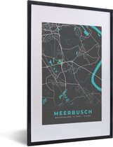 Fotolijst incl. Poster - Blauw – Duitsland – Plattegrond – Stadskaart – Kaart – Meerbusch - 40x60 cm - Posterlijst