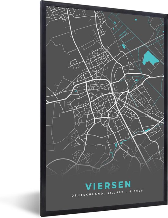 Fotolijst Incl Poster Stadskaart Plattegrond Duitsland Blauw