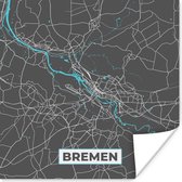 Poster Duitsland – Blauw – Bremen – Stadskaart – Kaart – Plattegrond - 50x50 cm