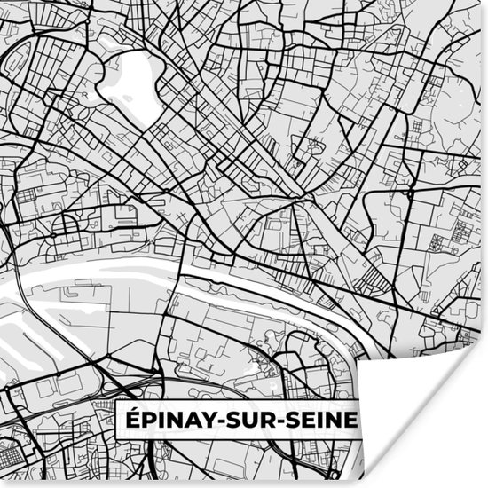 Poster Plattegrond - Épinay-sur-Seine - Stadskaart - Kaart - Frankrijk - 75x75 cm