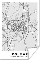 Poster Frankrijk - Plattegrond - Kaart - Colmar - Stadskaart - 20x30 cm