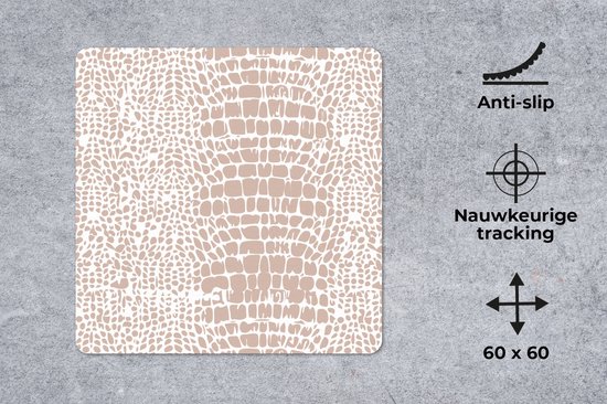 Muismat XXL 60x60 cm - Bureau onderlegger - Bureau mat Dierenprint - Slang - Pastel - Bureaumat - Gaming mousepad xl - Bureaulegger groot - Computer deskmat