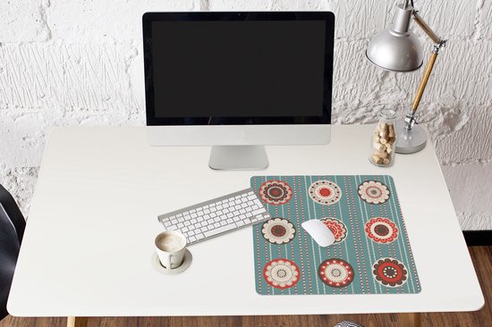 Muismat XXL 50x50 cm - Bureau onderlegger - Bureau mat Bohemian - Bloemen - Vintage - Design - Bureaumat - Gaming mousepad xl - Bureaulegger groot - Computer deskmat