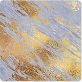Muismat XXL - Bureau onderlegger - Bureau mat - Marmer - Goud - Blauw - 80x80 cm - XXL muismat