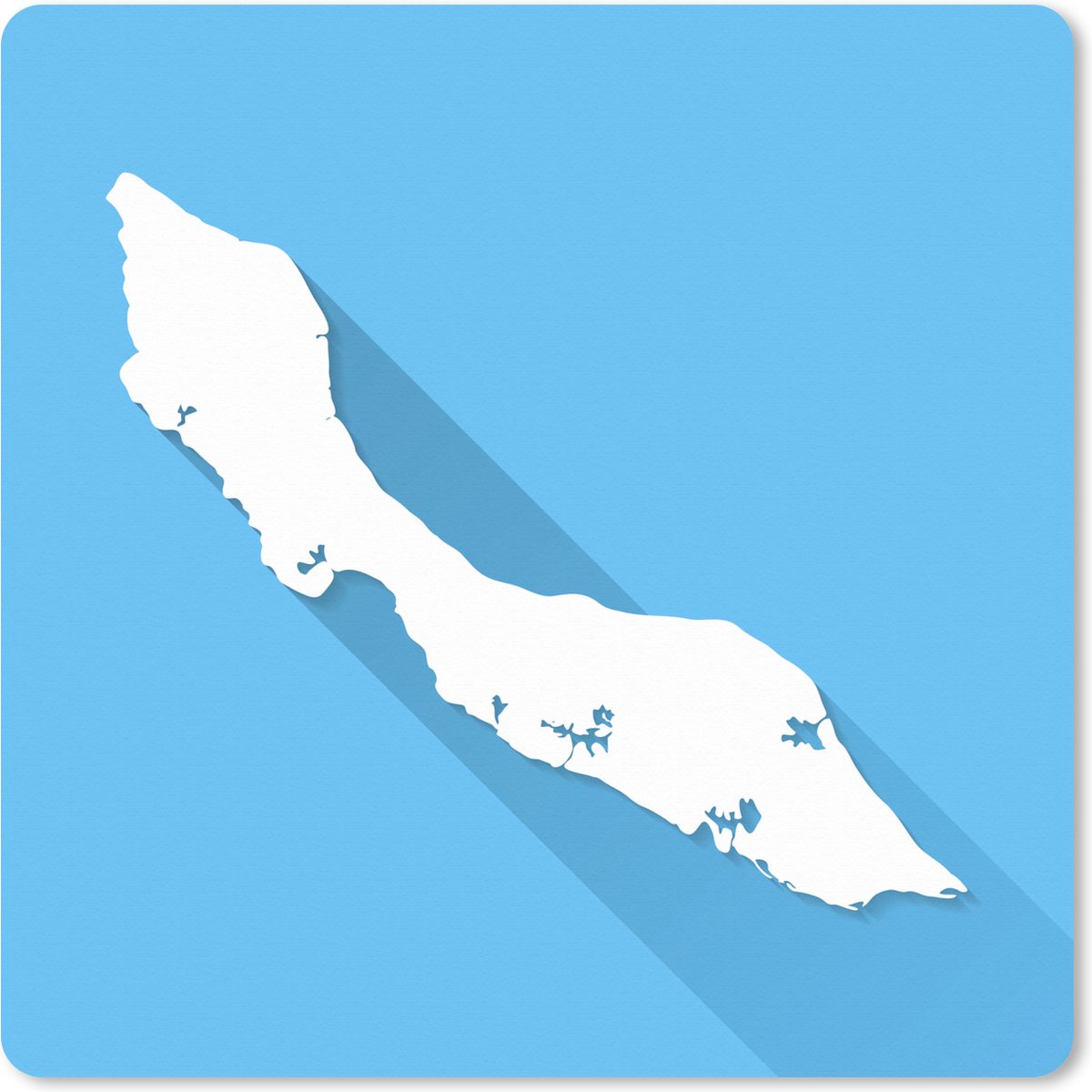 Muismat XXL 50x50 cm - Bureau onderlegger - Bureau mat Een illustratie van Curaçao op een blauwe achtergrond - Bureaumat - Gaming mousepad xl - Bureaulegger groot - Computer deskmat