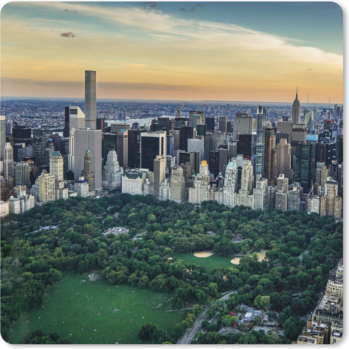 Muismat XXL 50x50 cm - Bureau onderlegger - Bureau mat New York - Central Park - Amerika - Bureaumat - Gaming mousepad xl - Bureaulegger groot - Computer deskmat