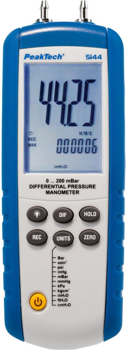 Peaktech 5144 - verschil manometer - 0 tot 200 mbar - met usb