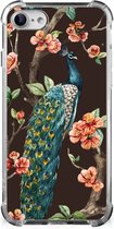 Smartphone hoesje iPhone SE 2022/2020 | iPhone 8/7 Beschermhoesje met transparante rand Pauw met Bloemen