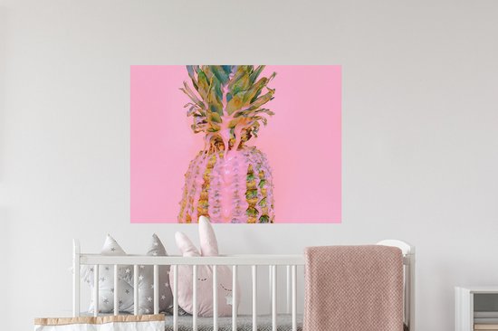 Stickers muraux - Film autocollant - Peinture - Ananas - Rose - Été - 80x60 cm - Film adhésif - Stickers muraux chambre d'enfant - Papier peint autocollant - Papier peint autocollant - Film autocollant