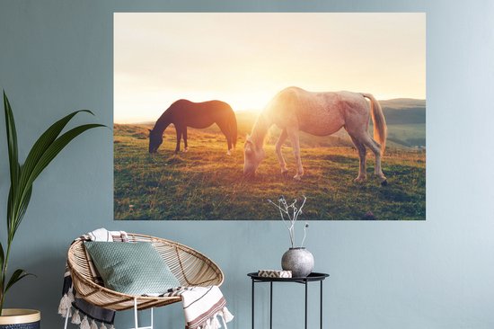 Stickers Stickers muraux - Paarden - Soleil - Animaux - 120x80 cm - Film adhésif