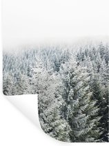 Muurstickers - Sticker Folie - Bos - Sneeuw - Winter - Seizoenen - Dennenboom - 90x120 cm - Plakfolie - Muurstickers Kinderkamer - Zelfklevend Behang - Zelfklevend behangpapier - Stickerfolie