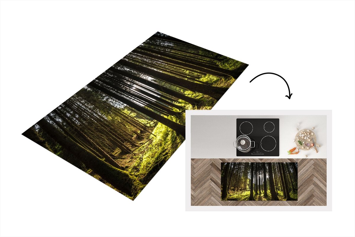 KitchenYeah Keukenloper - Loper keuken - Boom - Natuur - Zon - Bos - 120x60 cm - Keukenloper vinyl Multicolor