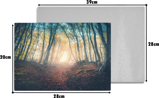 Planche à découper en Verres - 28x20 - Forêt - Brouillard - Soleil - Automne - Planches à découper en Glas