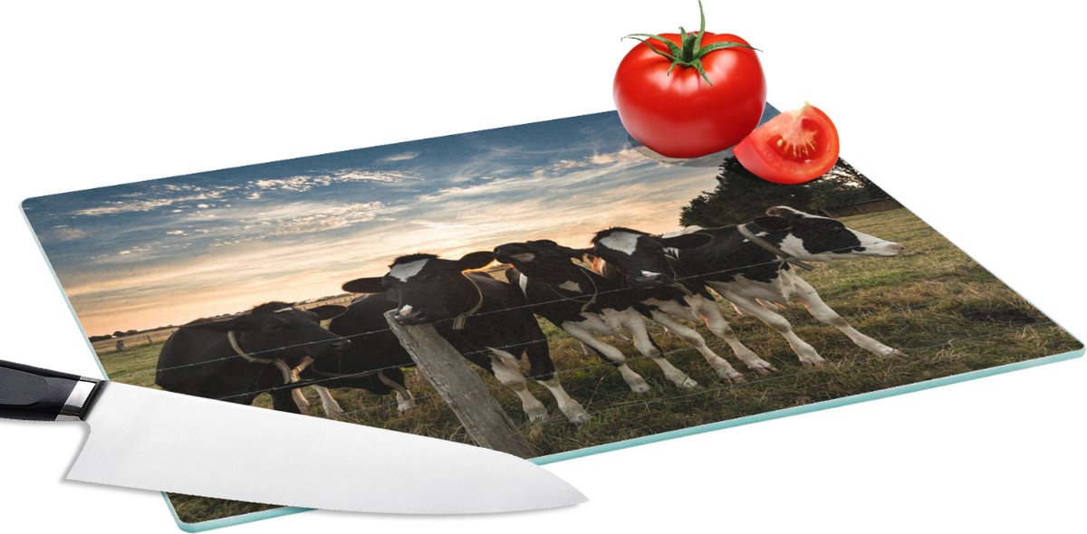 Glazen Snijplank - 39x28 - Dieren - Koe - Koeien - Snijplanken Glas