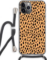 Case Company® - Hoesje met koord geschikt voor iPhone 11 Pro Max hoesje met Koord - Panter - Telefoonhoesje met Zwart Koord - Extra Bescherming aan alle Kanten en Over de Schermrand