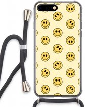 Case Company® - iPhone 8 Plus hoesje met Koord - Smiley N°2 - Telefoonhoesje met Zwart Koord - Extra Bescherming aan alle Kanten en Over de Schermrand